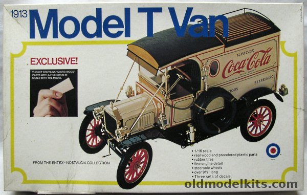 Entex 1/16 1913 Ford Model T Delivery Van Coca Cola - With Real Wood Parts-  Templeton & Sons Taxidermists / The Texas Company (Texaco) / Carnation Milk, 8497 plastic model kit